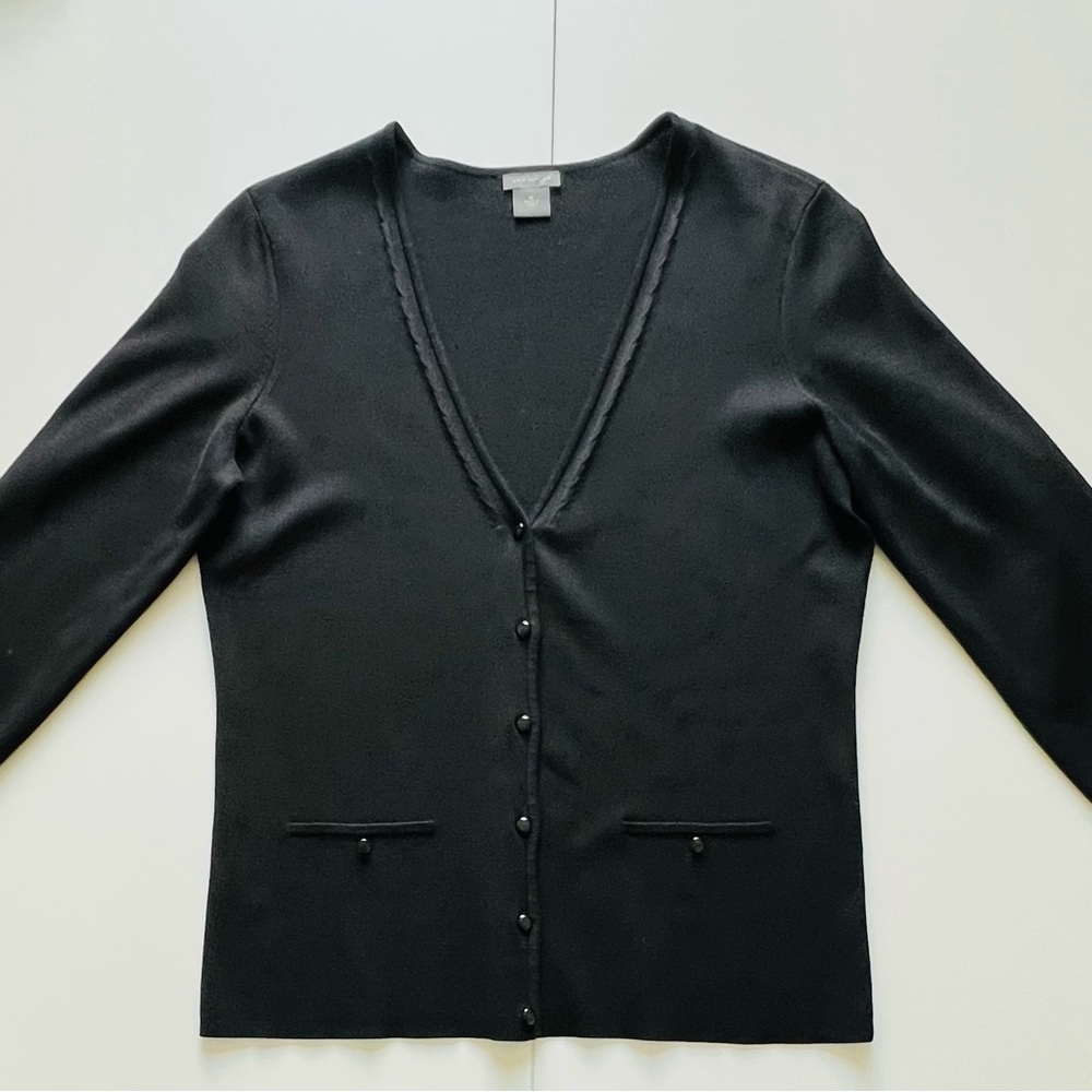 Ann Taylor Black Silk Cardigan Sweater Size Medium